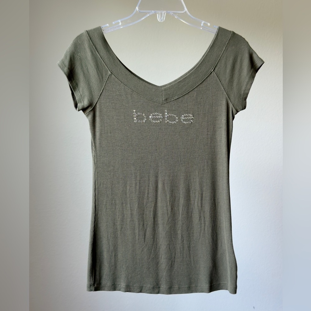 Bebe Olive Green Women's Top, size L